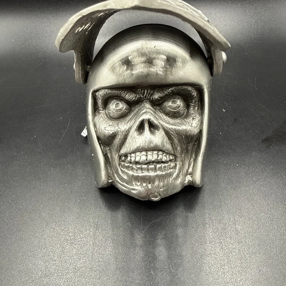 Skull Knight Helmet Belt Buckle Pewter Gothic Biker Punisher Medieval 1.5